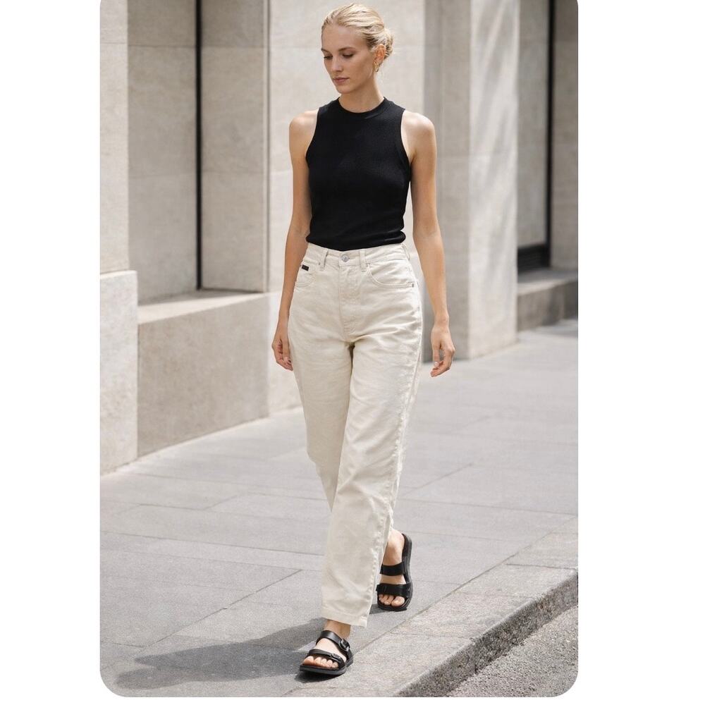 Vintage 90s Calvin Klein Khaki Cotton Straight Leg Pants Minimalist CBK Style